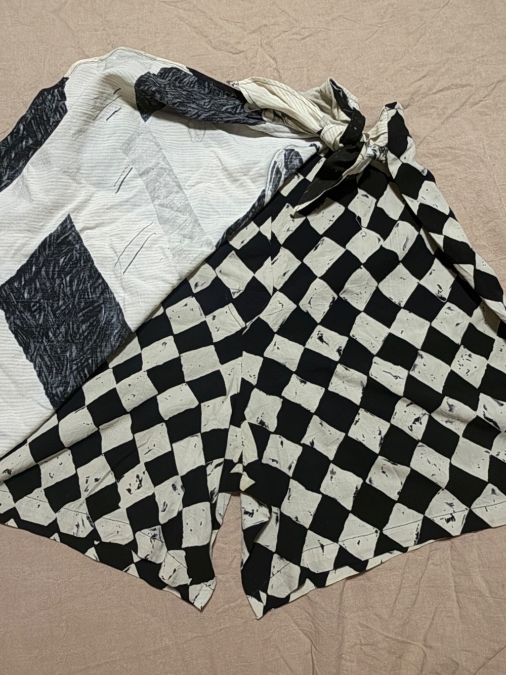 Jams World Vintage Black White Abstract Checkerboard Wrap Skort Shorts skirt M - Picture 6 of 13